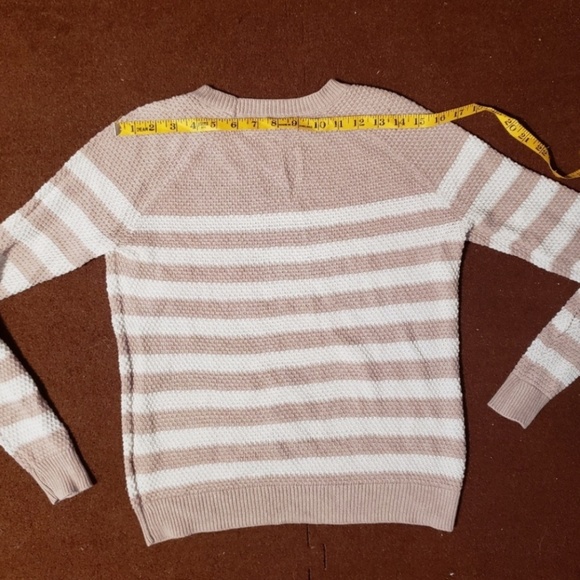 Old Navy Nude / Taupe & White Striped Knit Sweater - Picture 4 of 8
